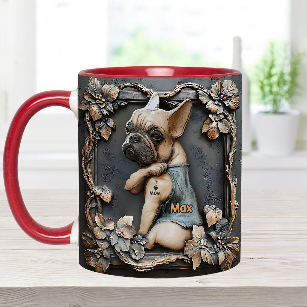 I love Mom - Personalized Dog Accent Mug