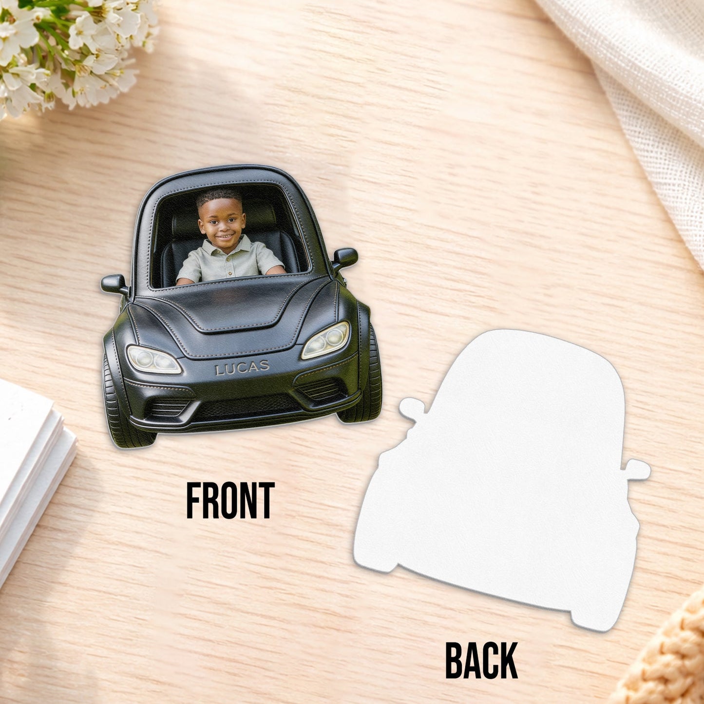 Custom From Photo And Vehicle - Personalized Kid Changeable Leather Patch Backpack