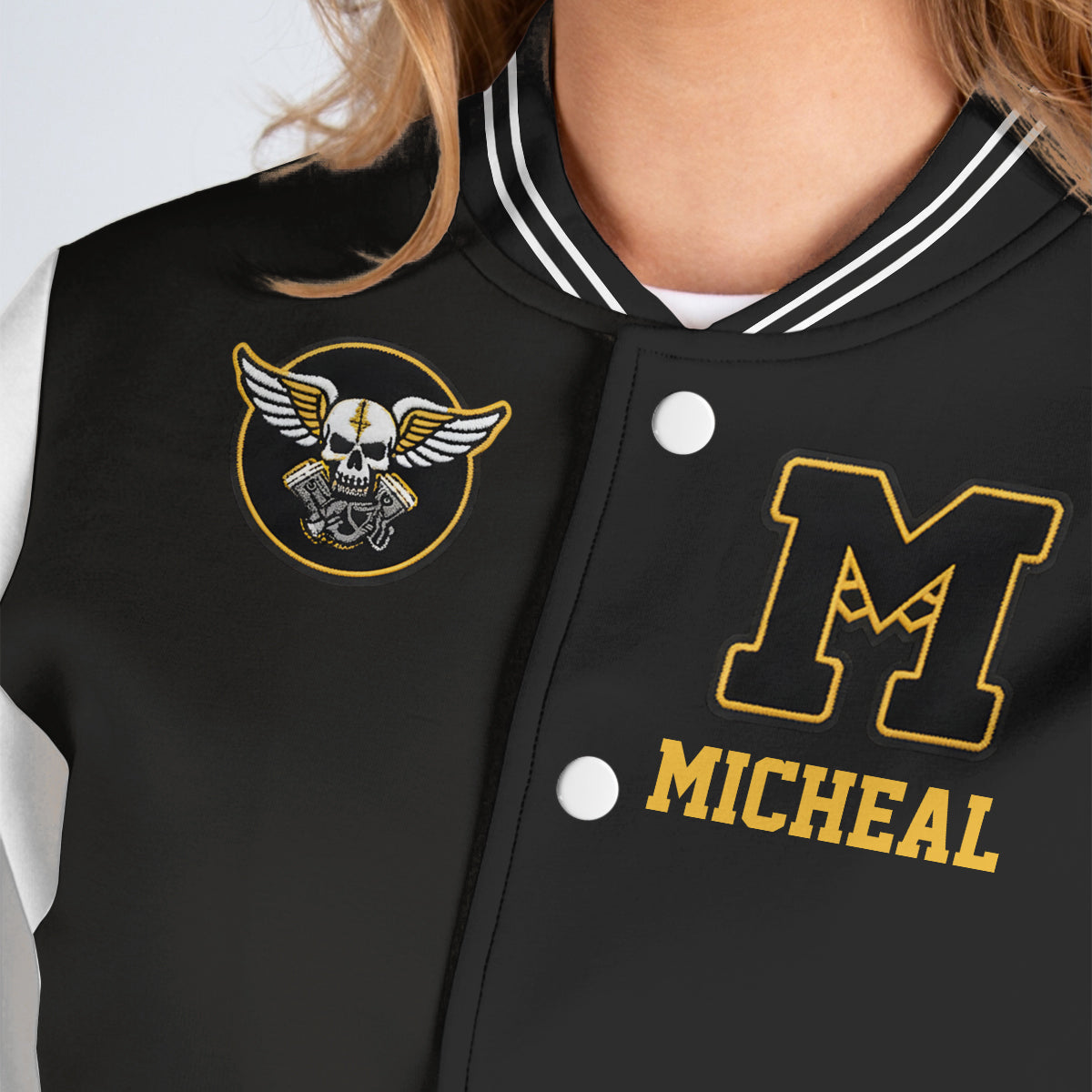 Bikers Go Chrome - Personalized Biker Varsity Jacket
