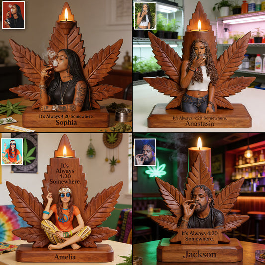 Cannabis Enthusiast - Personalized Weed Custom Shape Wooden Candle Holder