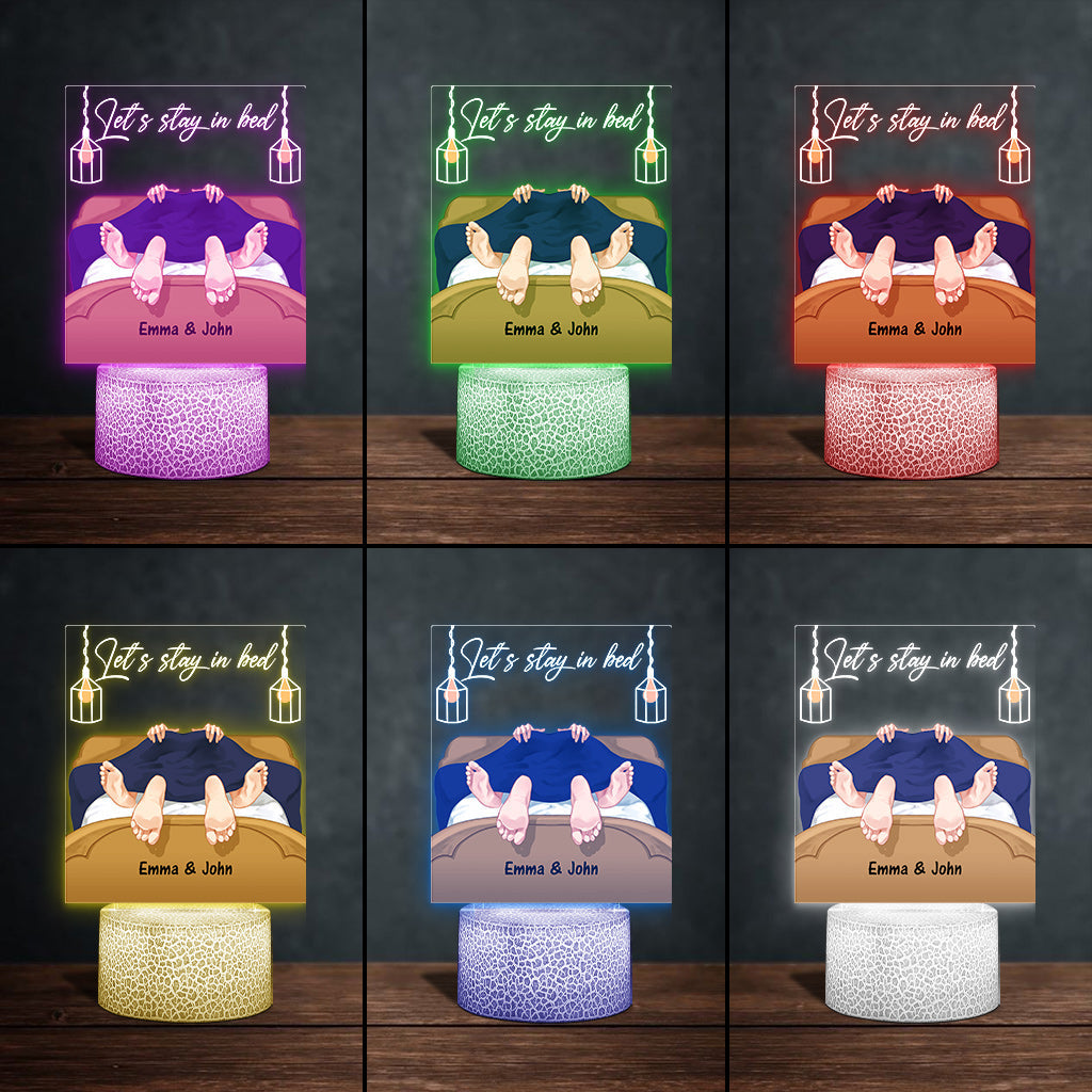 Let's Stay In Bed - Personalized Couple Shaped Plaque Light Base