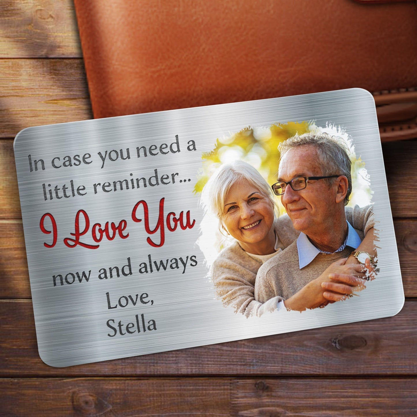 "I Love You" Custom Wallet Card – Engraved Love Message with Photo