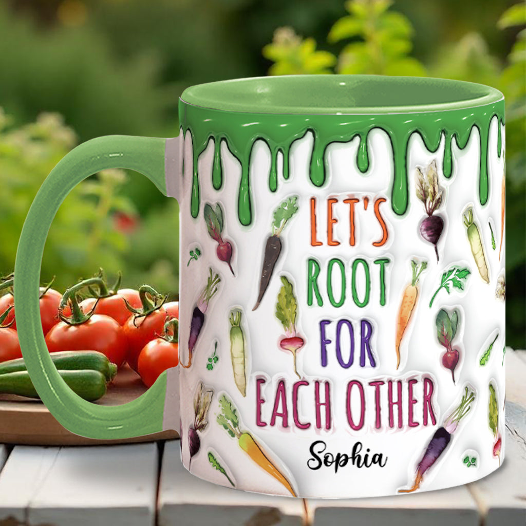 Let's Root For Each Other - Personalized Veganism Accent Mug