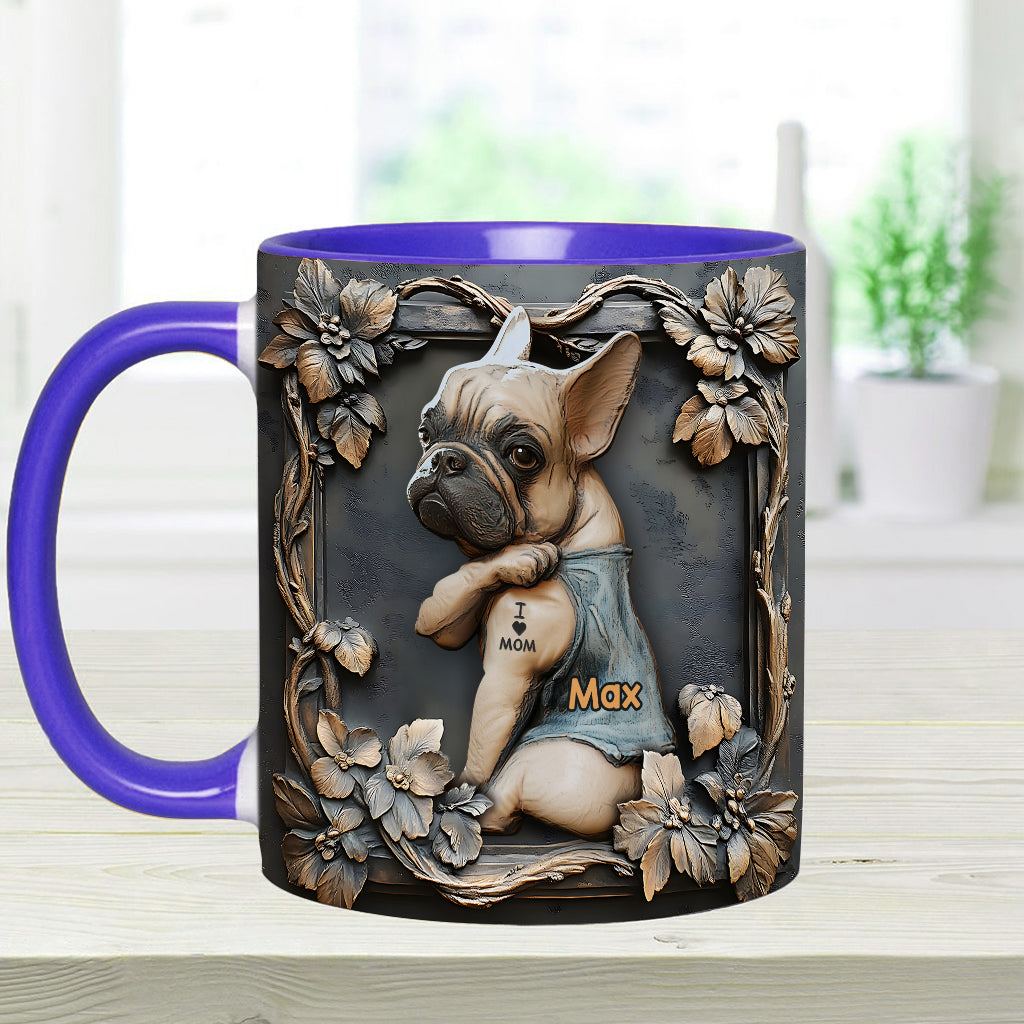 I love Mom - Personalized Dog Accent Mug