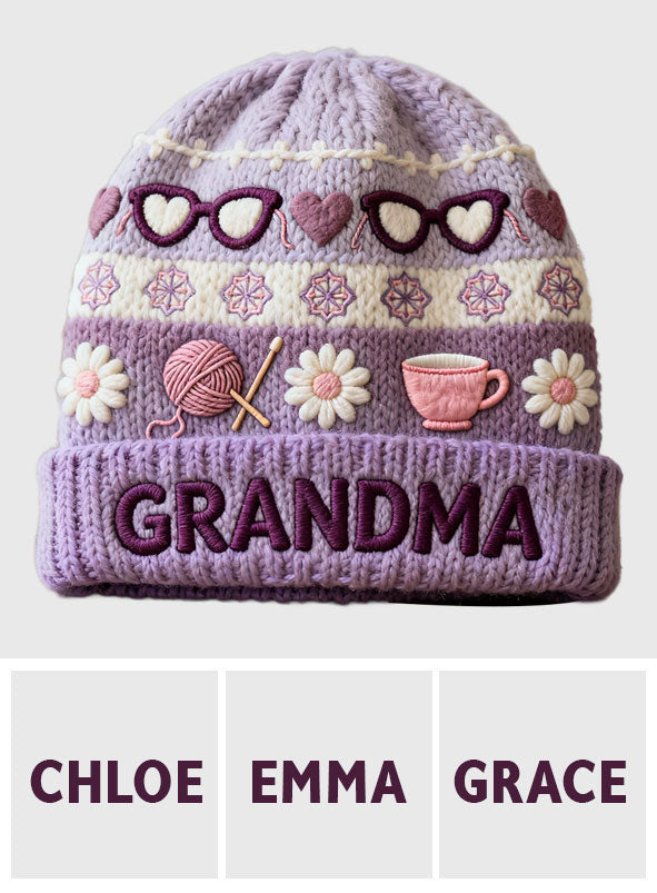 Grandma Mom - Personalized Grandma Beanie Hat