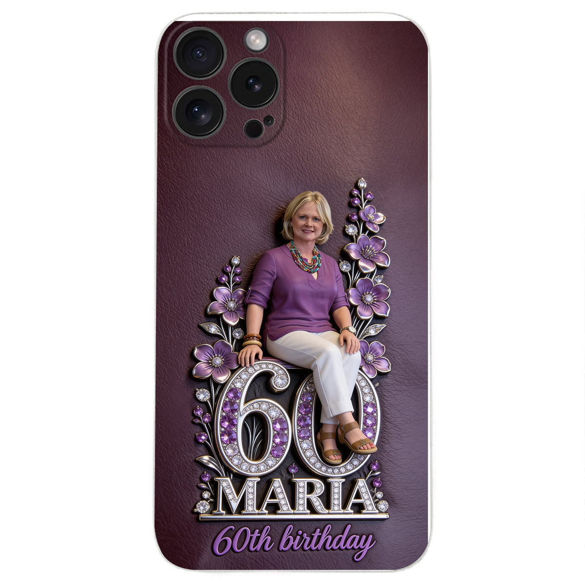 Custom Any Photo Perfect Gift For Mom, Grandma - Personalized Birthday 3D Embossed Leather Phone Case