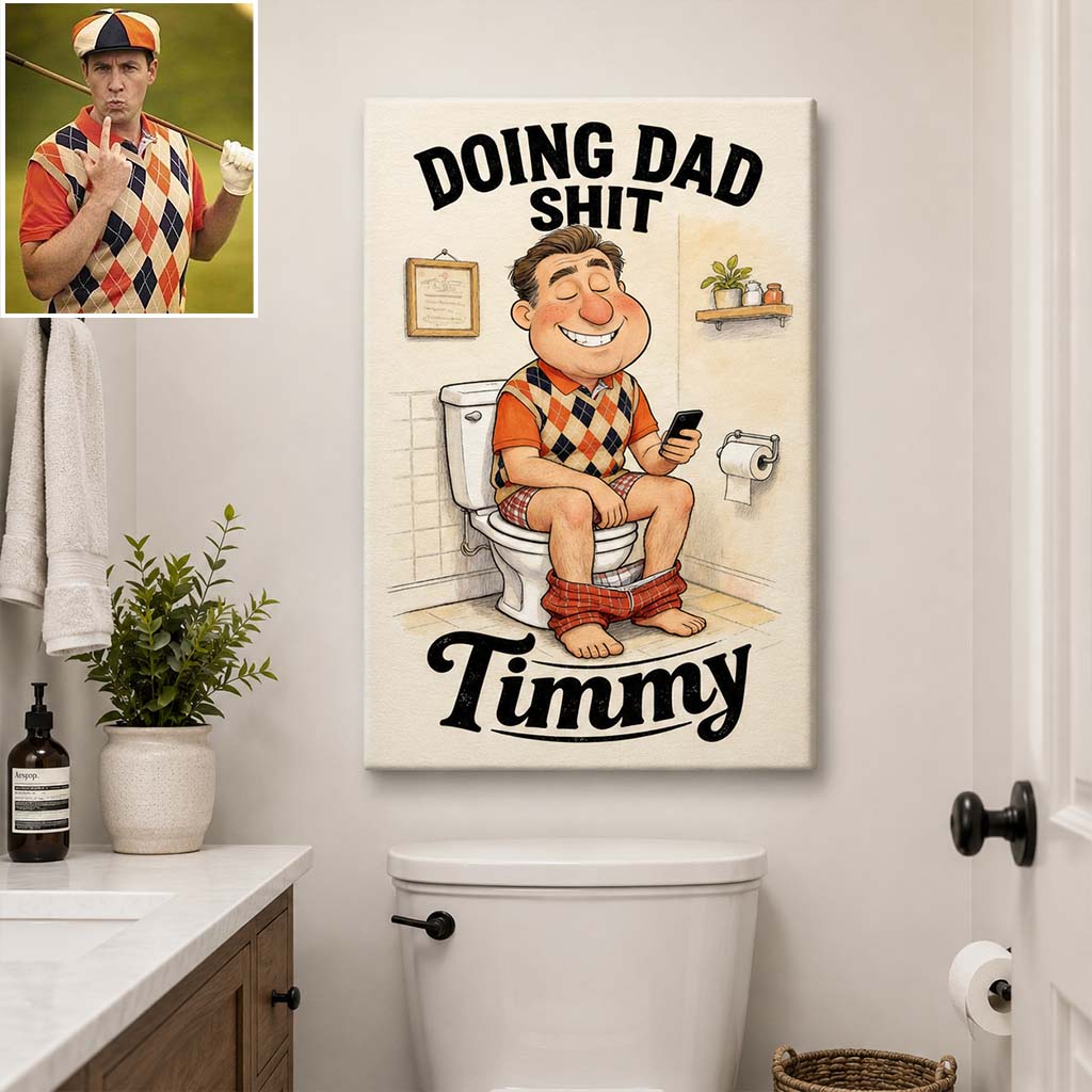 Funny Caricature Gift For Dad - Personalized Father Canvas And Poster