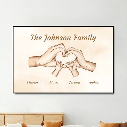 Personalized Family Hands Poster, Keychain, Plaque, Ornament, Sign - Unique Gift for Loved Ones
