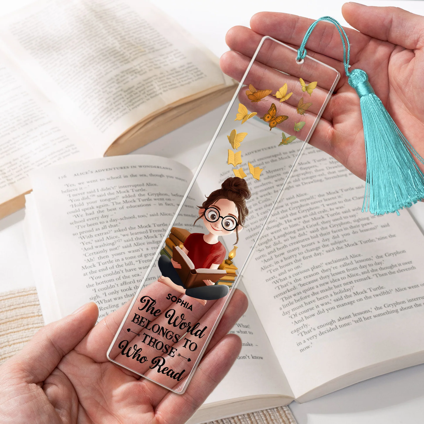 Custom Acrylic Bookmark for Readers - Cozy Book Stack Illustration, A Thoughtful Unique Gift for Best Friend or Teacher