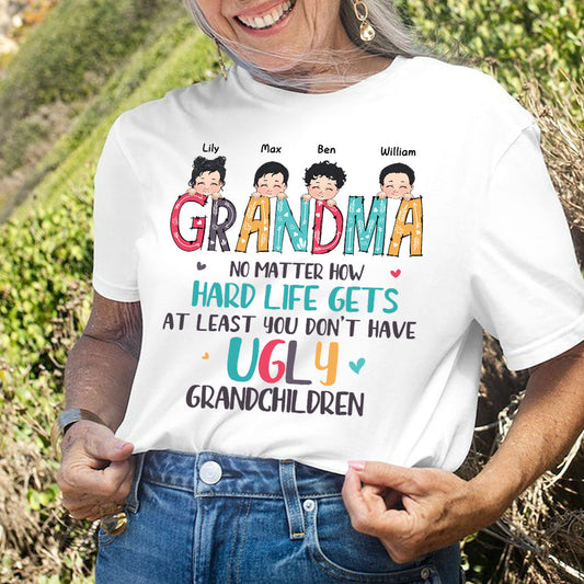 No Matter How Hard Life Gets - Personalized Mother's Day Grandma T-shirt and Hoodie