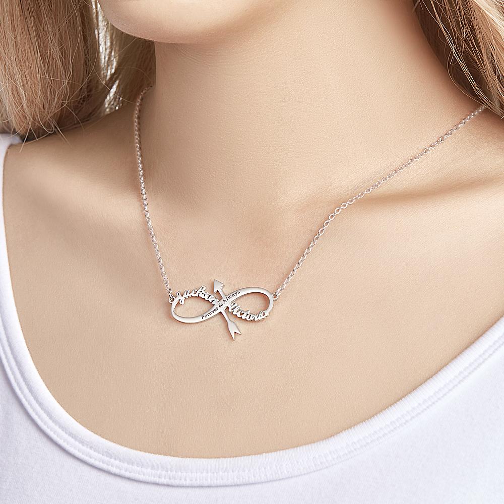 Infinity Arrow Name - Personalized Couple Infinity Arrow Necklace