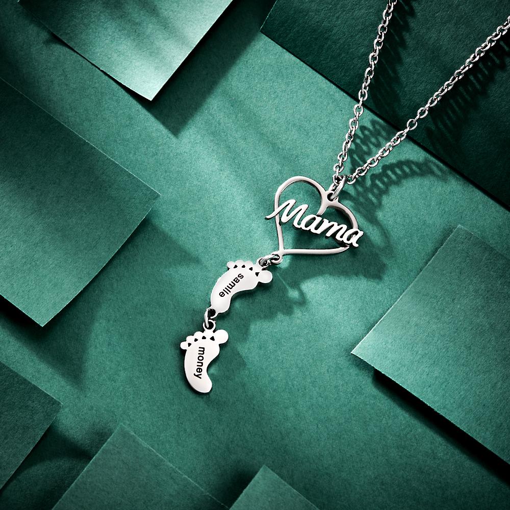 Heart Baby Feet Charm - Personalized Newborn Necklace
