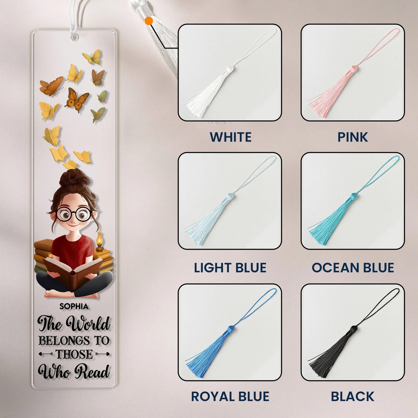 Custom Acrylic Bookmark for Readers - Cozy Book Stack Illustration, A Thoughtful Unique Gift for Best Friend or Teacher