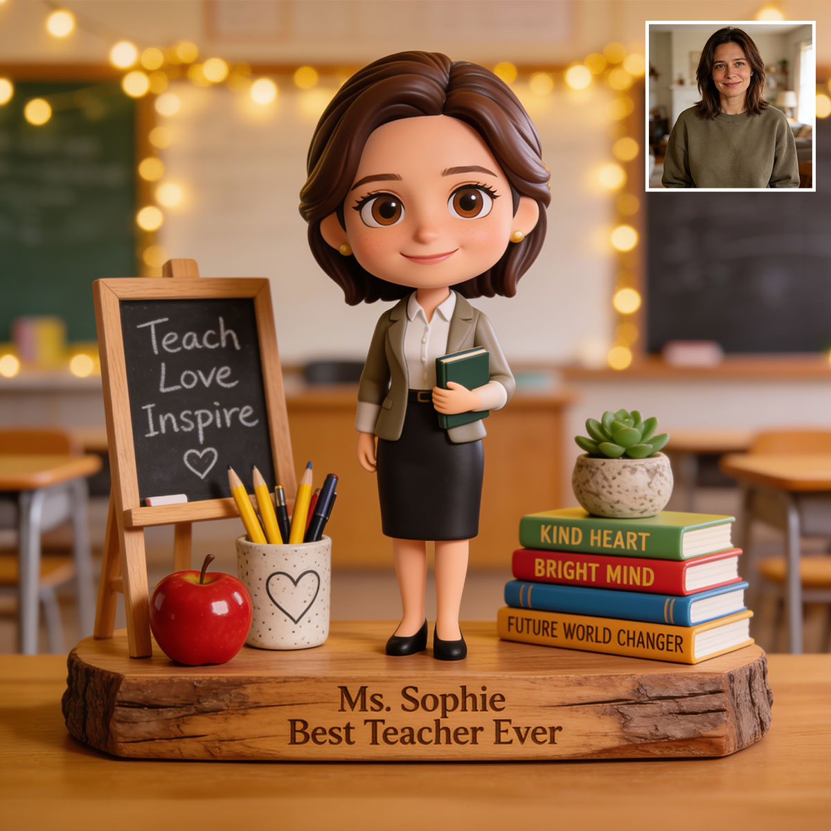 Any Photo - Personalized Teacher Custom Shaped Wood Plaque