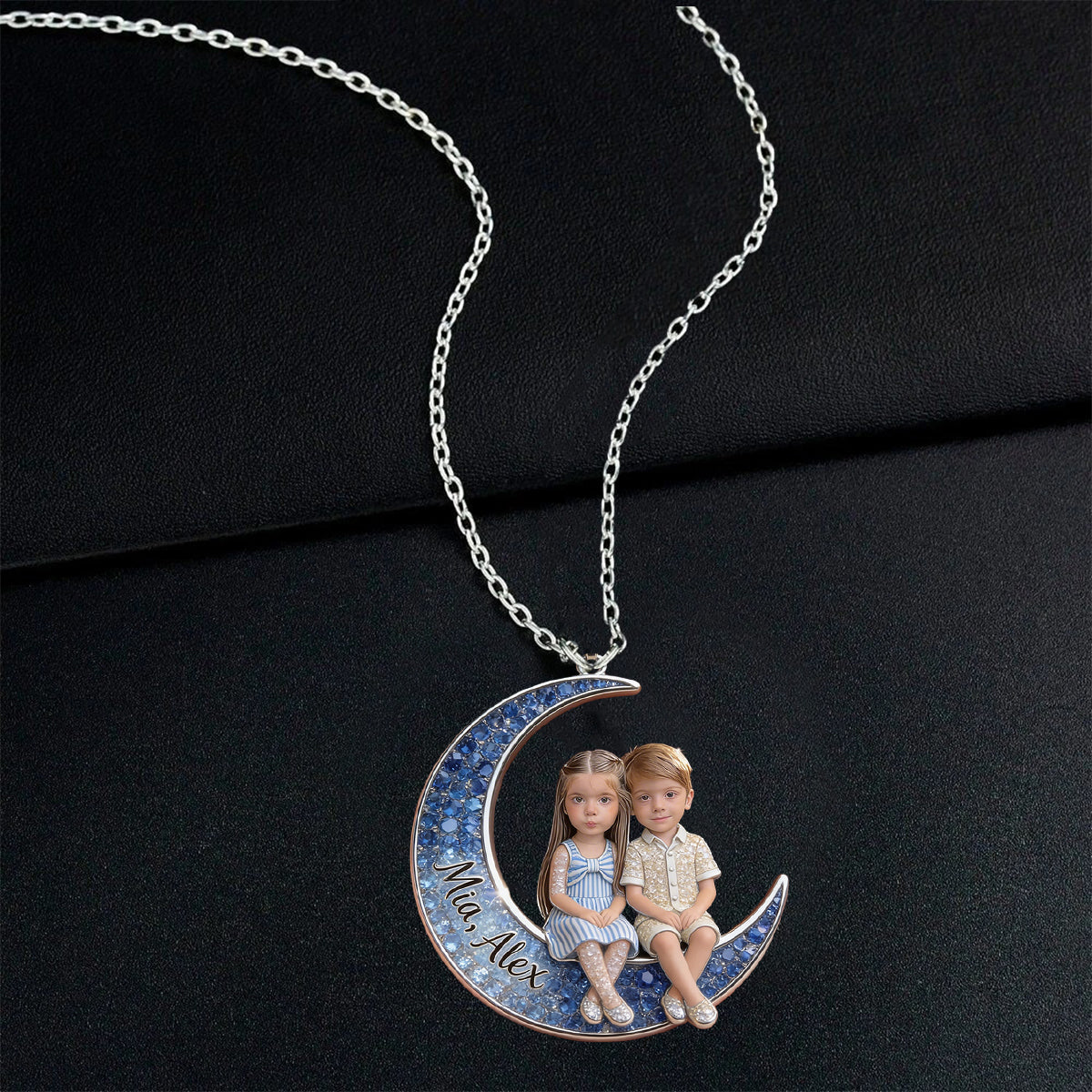 I Love You Mom - Personalized Mother Shaped Metal Pendant Necklace