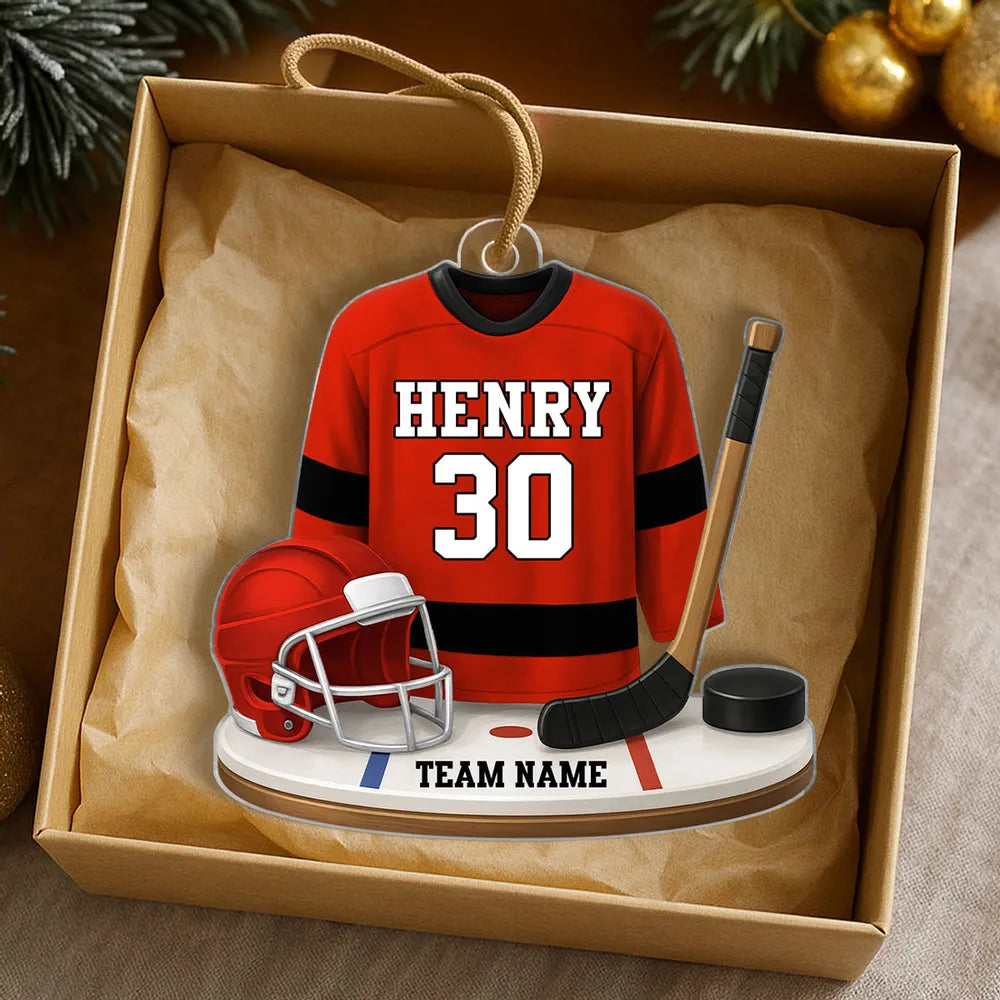 Acrylic Ornament Hockey Jersey, Customizable, Holiday Tree Ready, Team Spirit Keepsake, Unique Gift for Players & Fans