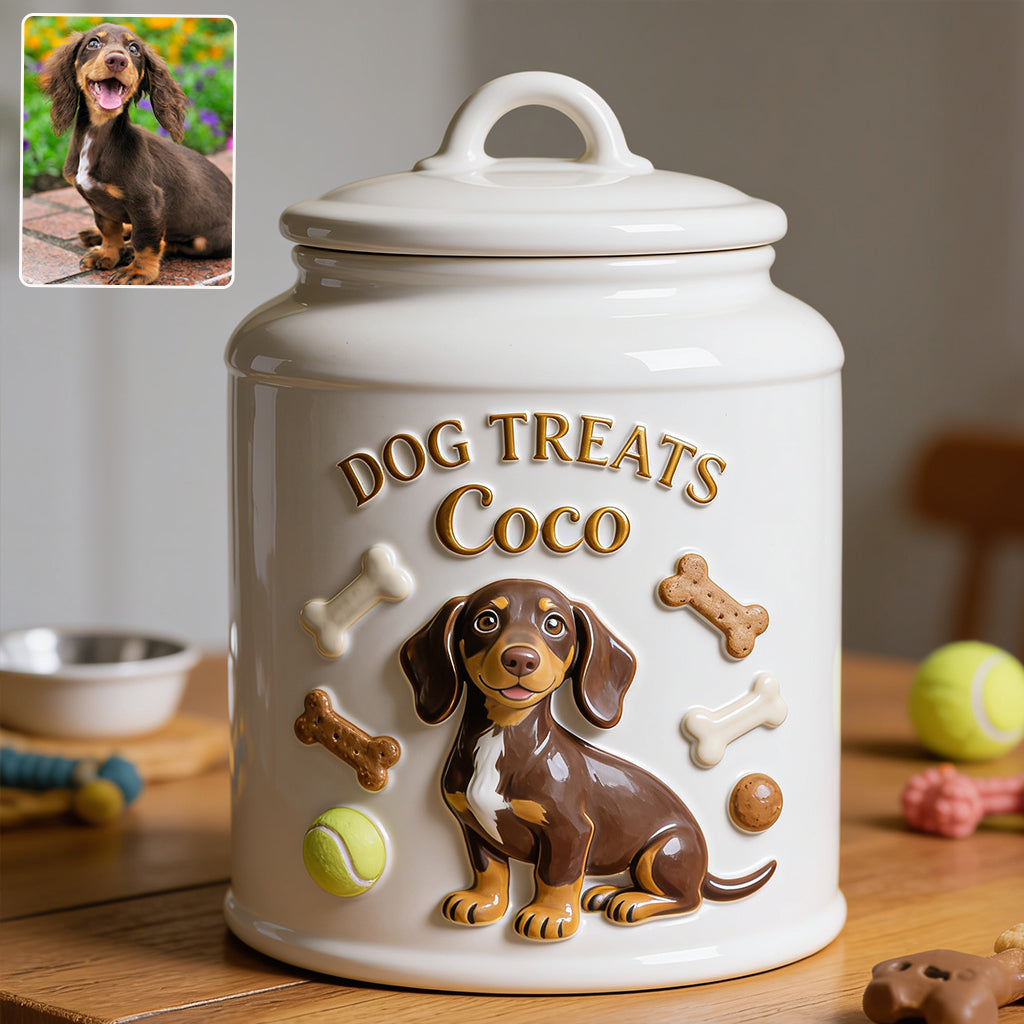 Custom Pet Photo Treat Storage Jar - Personalized Dog Cookie Jar