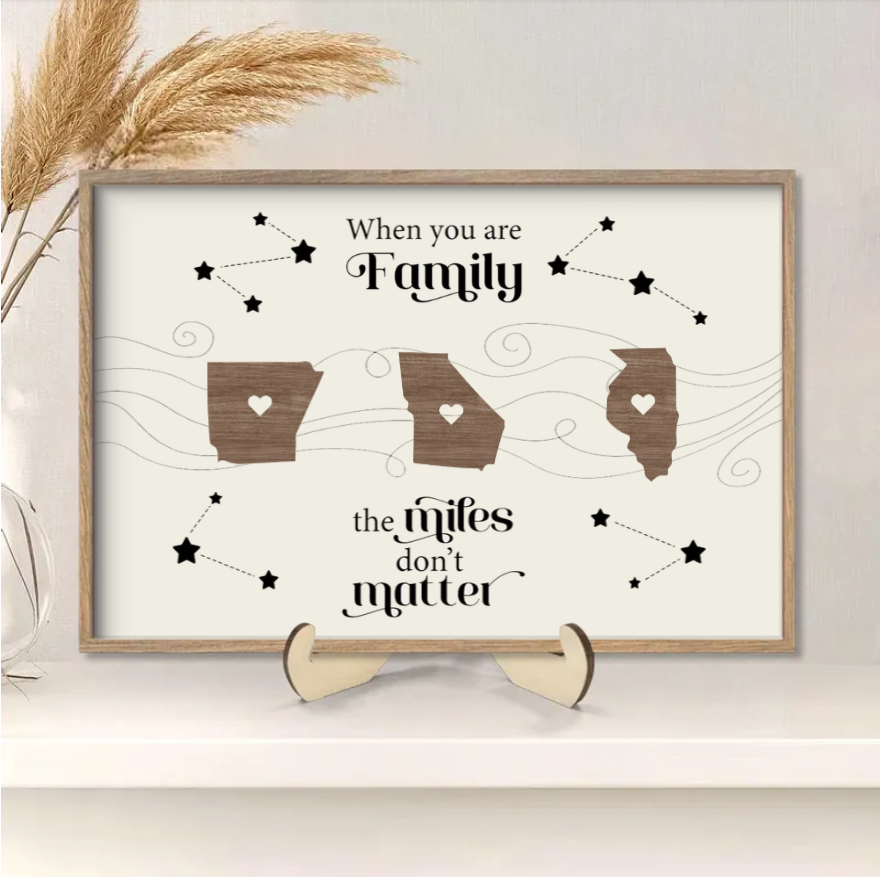 Long Distance Family Friends Siblings Sisters Besties Personalized 2-Layered Wooden Ornament or Plaque or Poster or Keychain Togetherness Christmas Gift