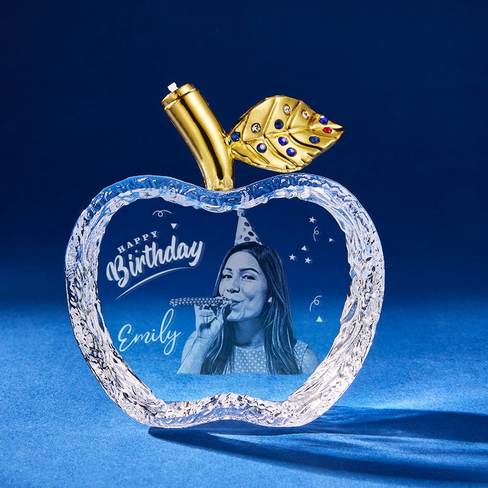 Apple Shape Crystal - Personalized Couple Apple Lamp