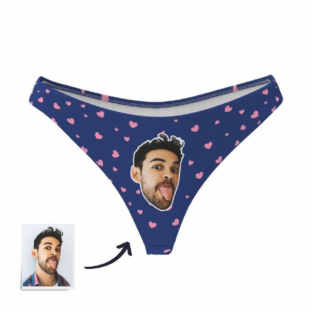 Custom Face Thong Little Heart Women Panties - Personalized Couple Women Panties