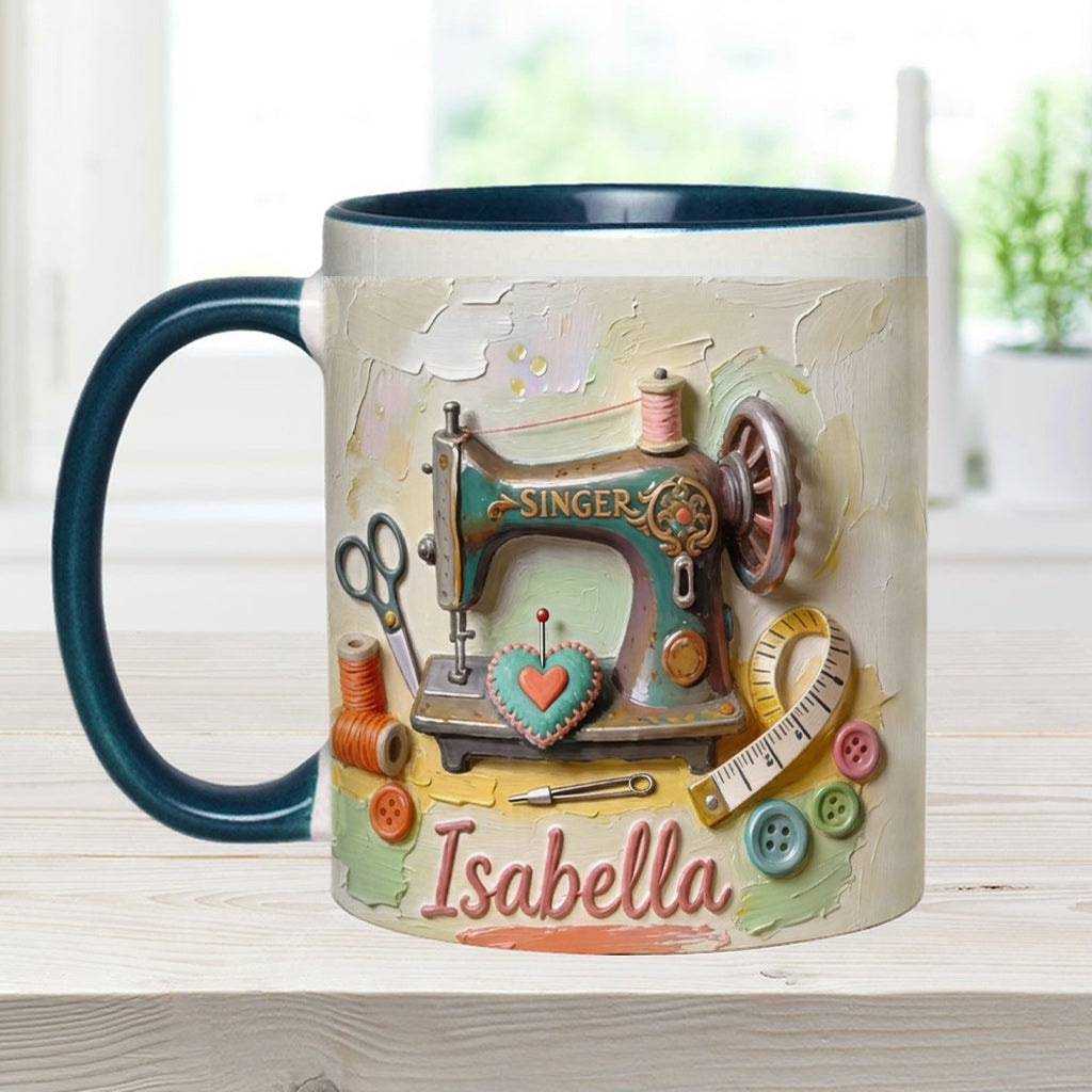 Just a Girl Who Loves Sewing - Personalized Sewing Accent Mug & Coaster