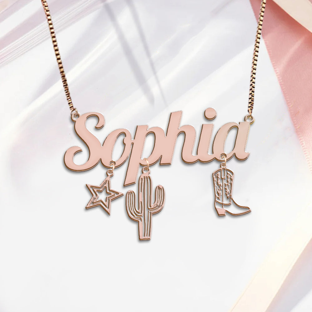 Cowgirl Era - Personalized Cowgirl Necklace With Charms