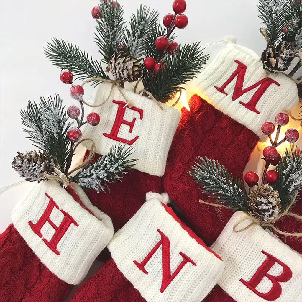 Christmas Alphabet Knitting Sock Ornament