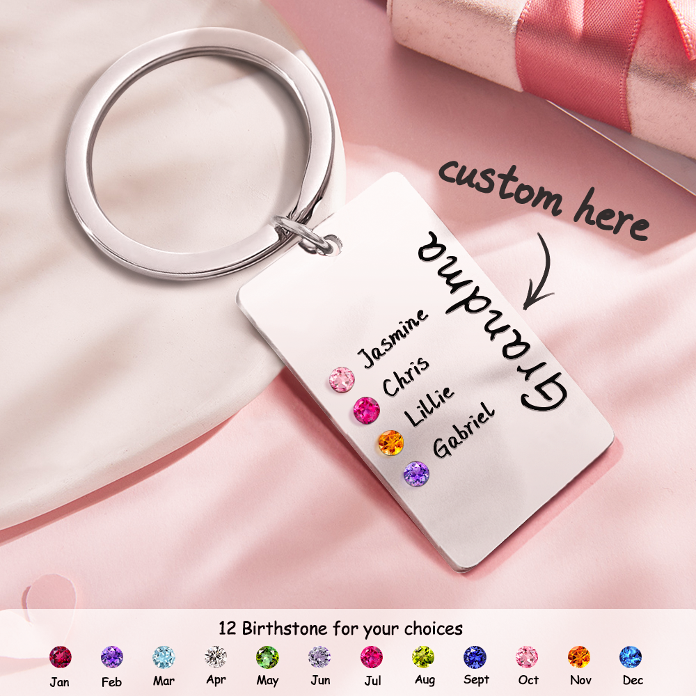 Custom Birthstone For Grandma, Mom - Gift for grandma, mom - Personalized Birthstone Keychain