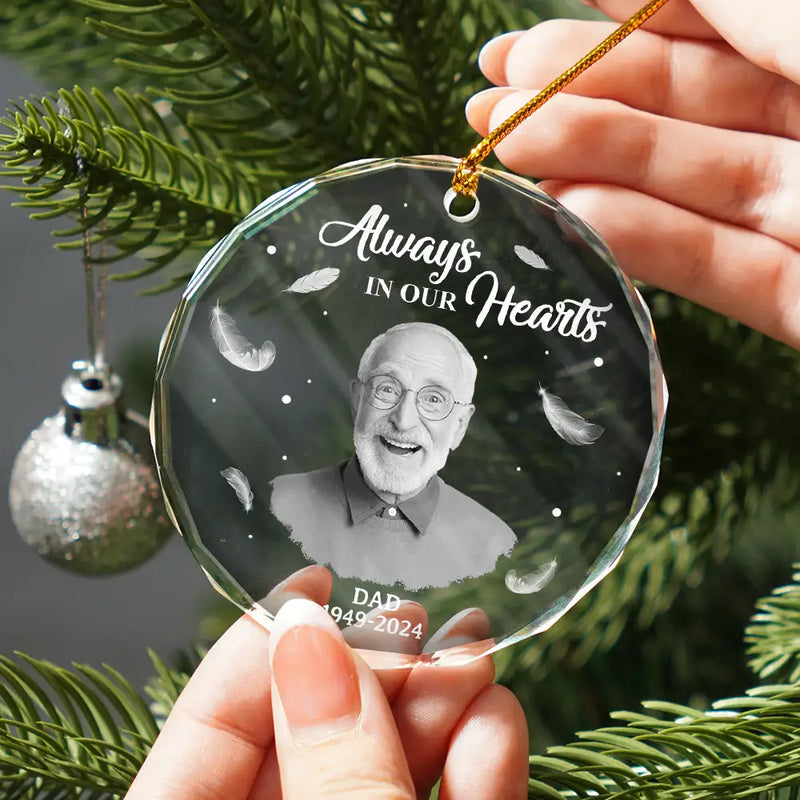 Always In My Heart Crystal Ornament Keepsake Memorial Gift For Dad Or Loved One