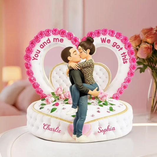 Personalized Acrylic Light Box Romantic Heart Couple Kissing with Roses Bedroom Decor Unique Gift for Her or Him