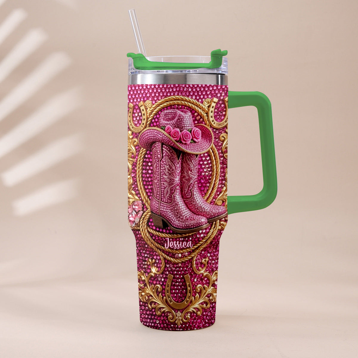 Cowgirl Boots - Personalized Cowgirl Tumbler With Plush Charm