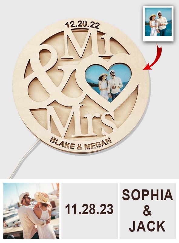 Custom Photo Mr & Mrs Lamp - Personalized Husband And Wife Lamp