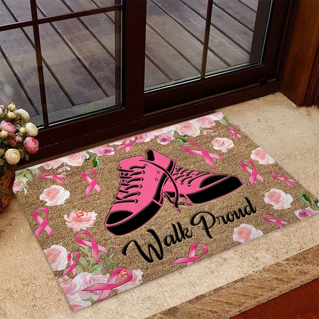 Walk Proud - Breast Cancer Awareness Coir Pattern Print Doormat