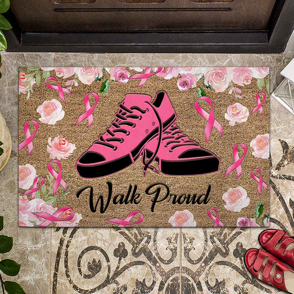 Walk Proud - Breast Cancer Awareness Coir Pattern Print Doormat