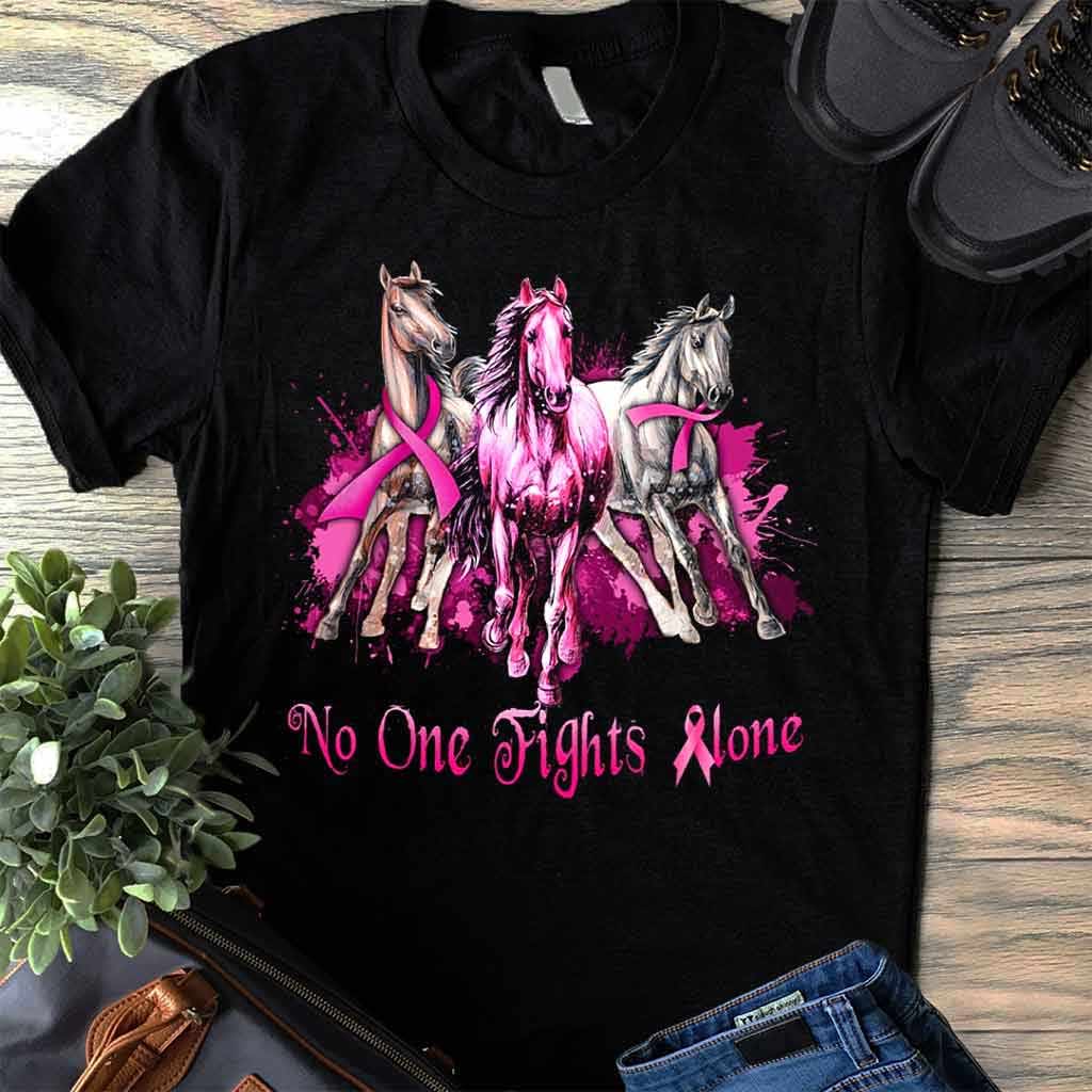 No One Fights Alone - Breast Cancer Awareness T-shirt And Hoodie 0721
