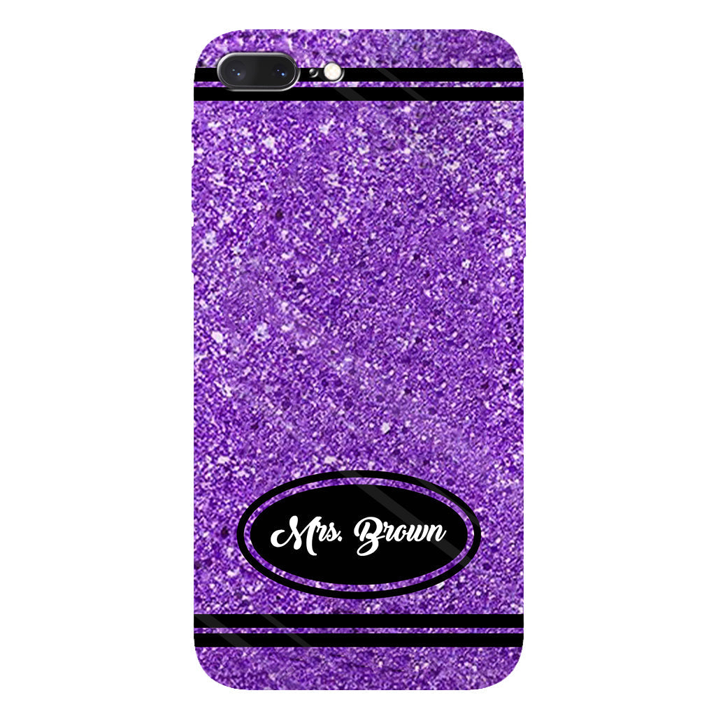 Artificial Glitter Crayon Design - Personalized Teacher Full Print Phone Case & Phone Grip