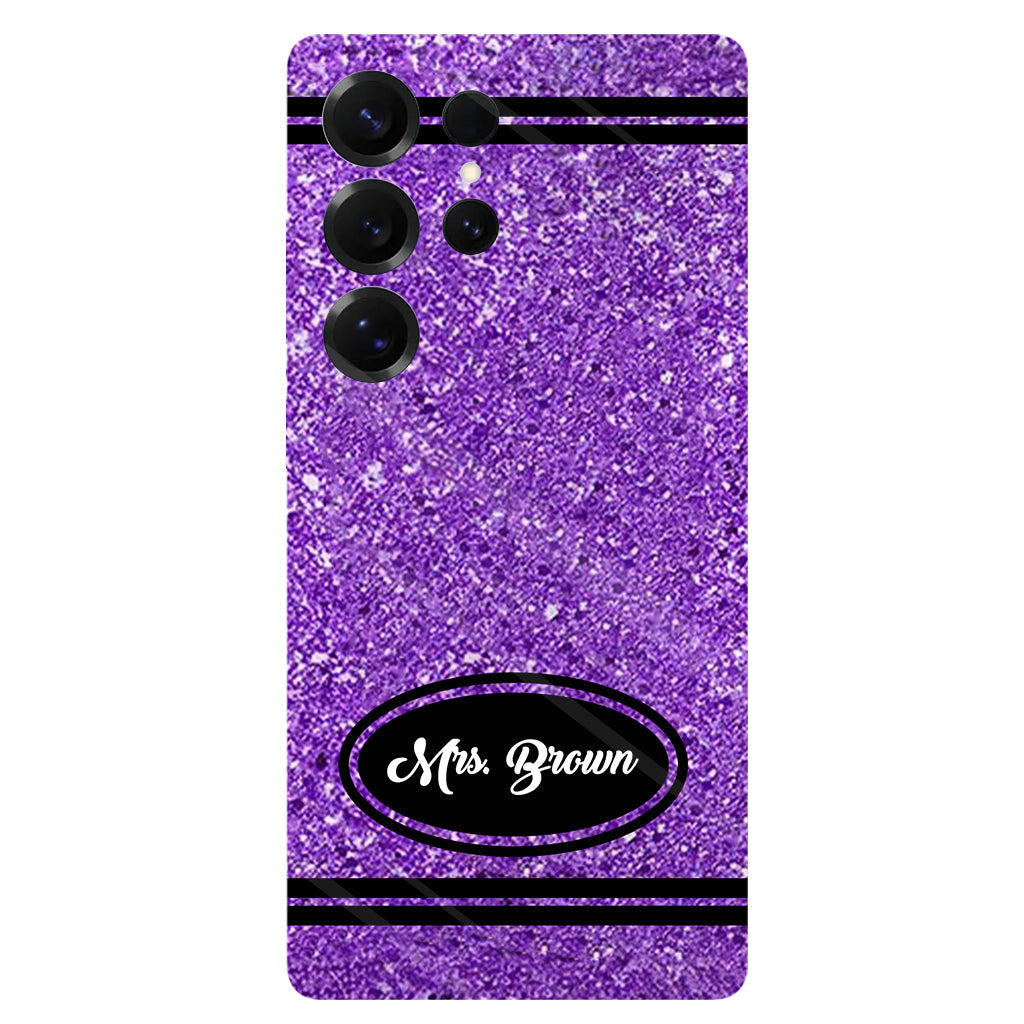 Artificial Glitter Crayon Design - Personalized Teacher Full Print Phone Case & Phone Grip