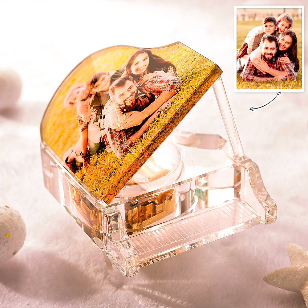 Custom Photo Transapent Piano Piano Music Box - gift for anyone - Personalized Music Box