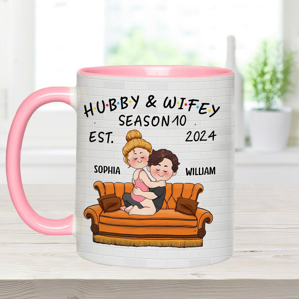 Hubby & Wifey - Personalized Husband And Wife Accent Mug