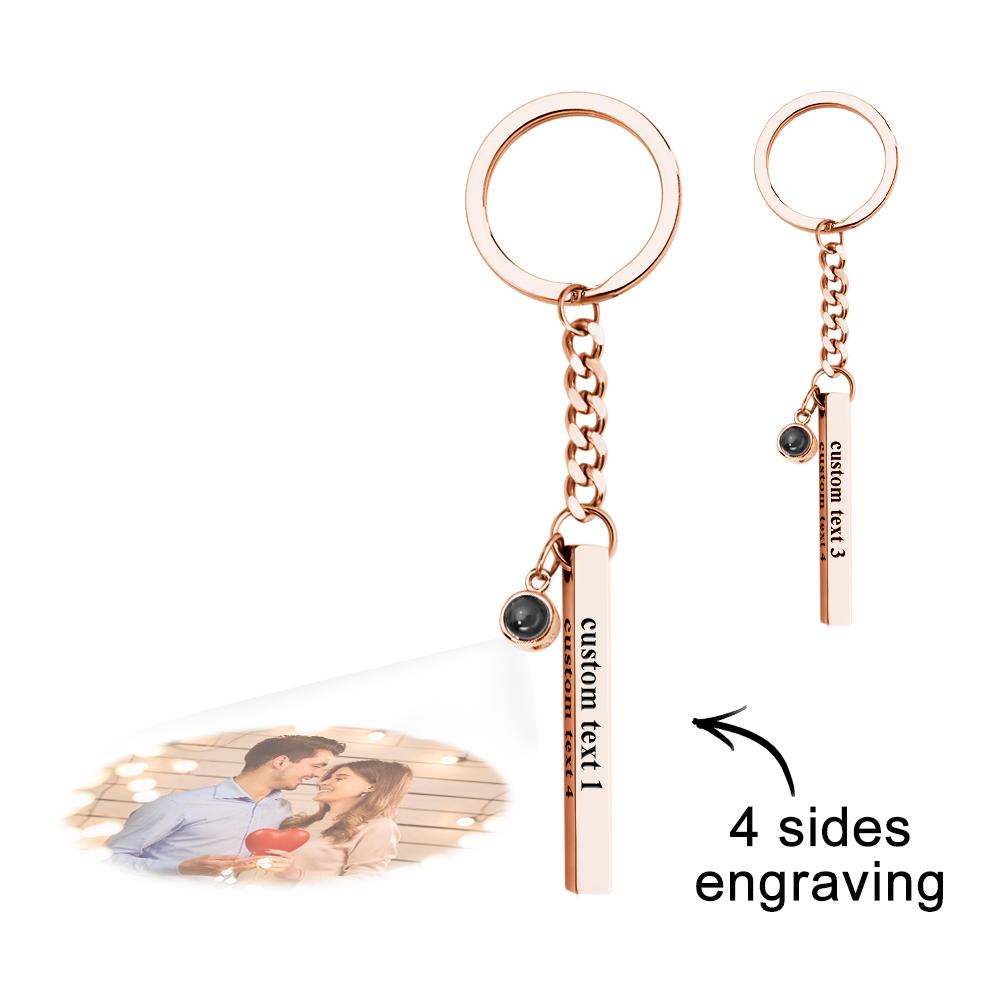 Custom Bar Vertical Cube Projection Keychain - gift for anyone, who lost a loved one - Personalized Keychain