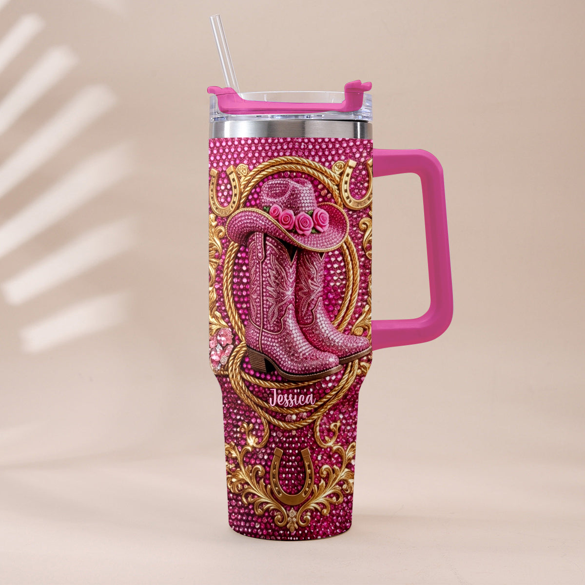 Cowgirl Boots - Personalized Cowgirl Tumbler With Plush Charm