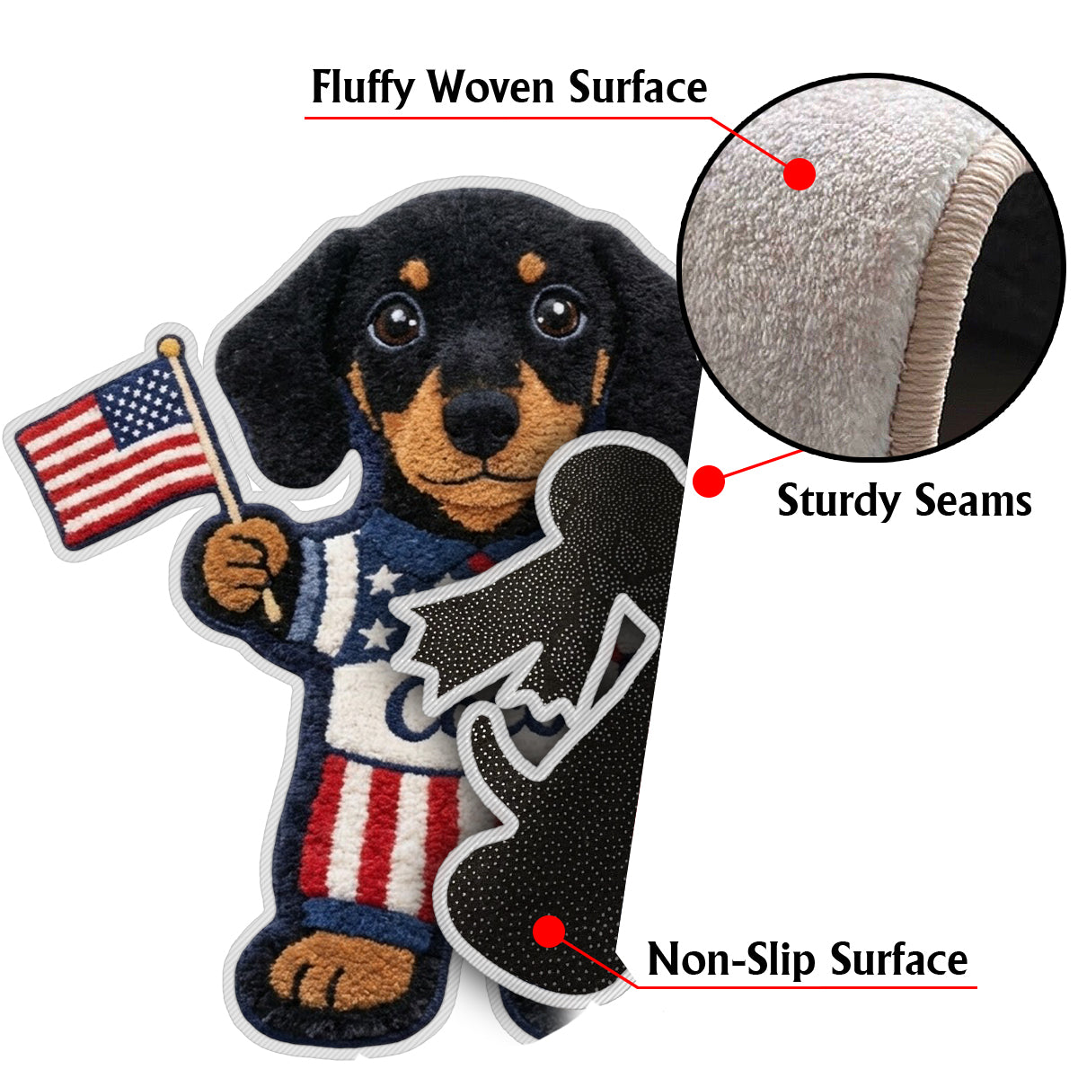 Happy 4th Of July - Personalized Dog Non-Slip Tufted Rug