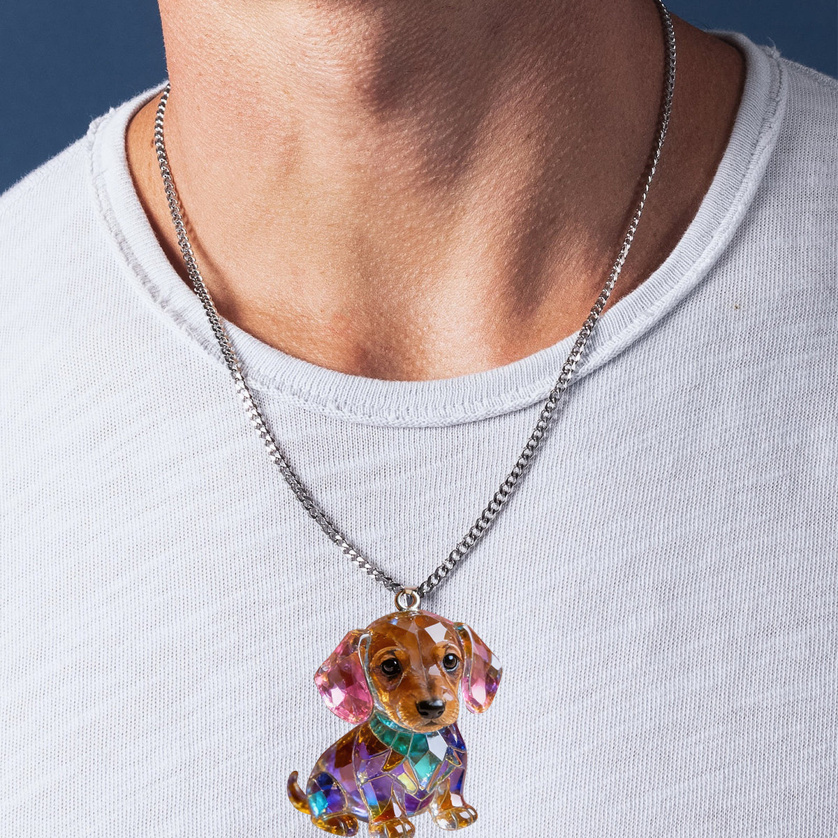 Custom Any Photo - Personalized Dog Shaped Acrylic Pendant Necklace