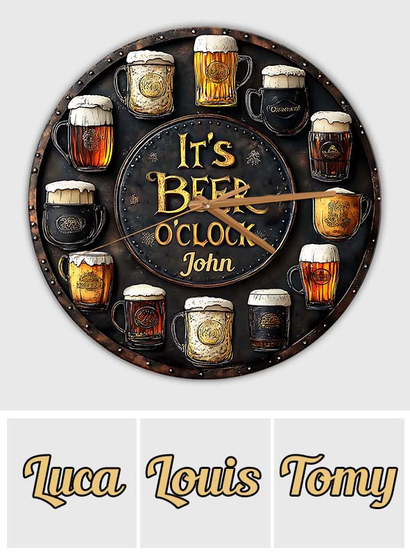 Christmas Beer O’Clock – Personalized Wall Clock Gift for Beer Lovers