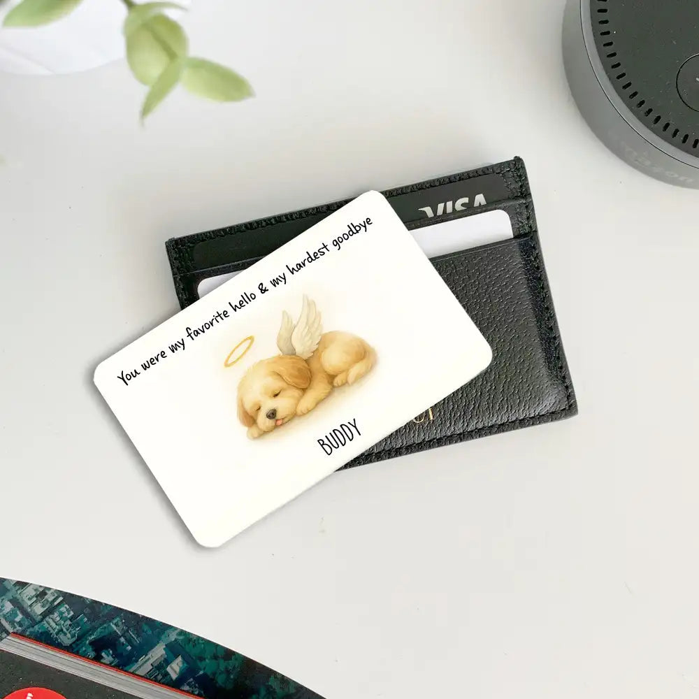 Sleeping Angel Puppy Wallet Card – You Were My Favorite Hello, My Hardest Goodbye, Custom Pet Loss Gift