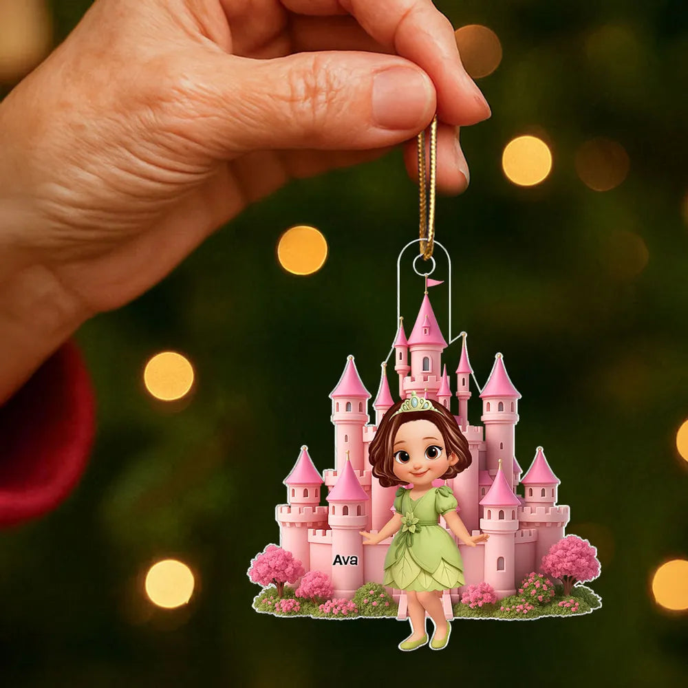 Princess Castle Acrylic Ornament – Personalized Christmas Gift for Little Girls