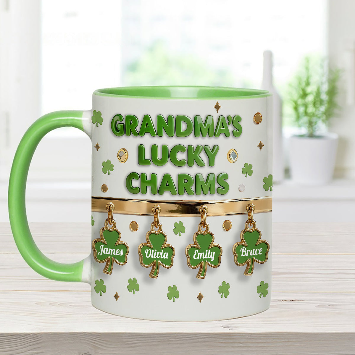 Grandma's Lucky Charms - Personalized Grandma Set Accent Mug With Acrylic Stirrers