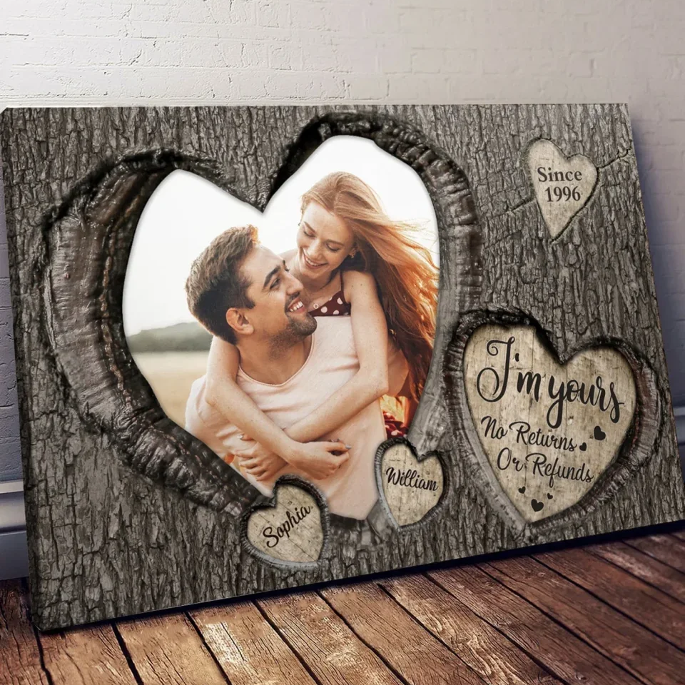 "We Belong Together" Bark Texture Design Custom Canvas, Perfect Gift for Couples, Anniversaries, or Home Decoration