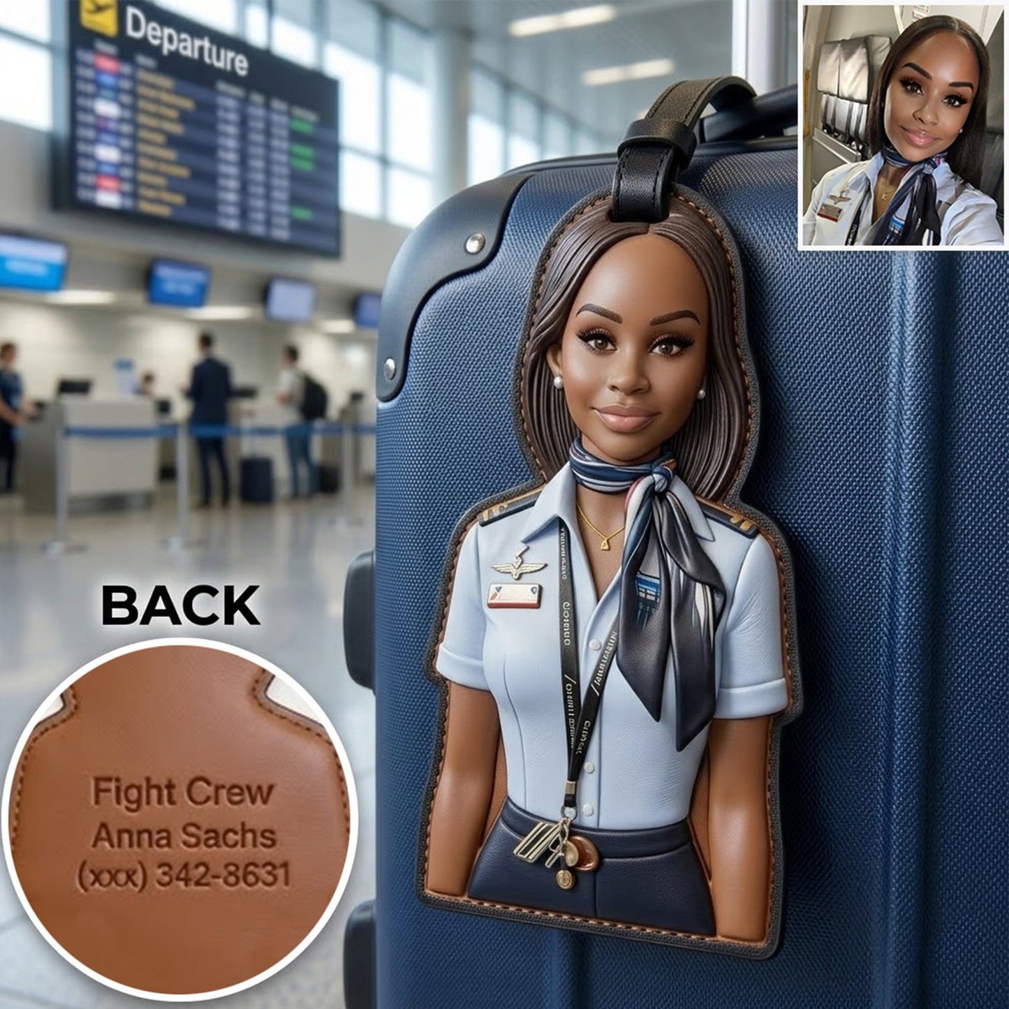 Fly Attendant Custom Luggage Tag - Personalized Fly attendant Luggage Tag