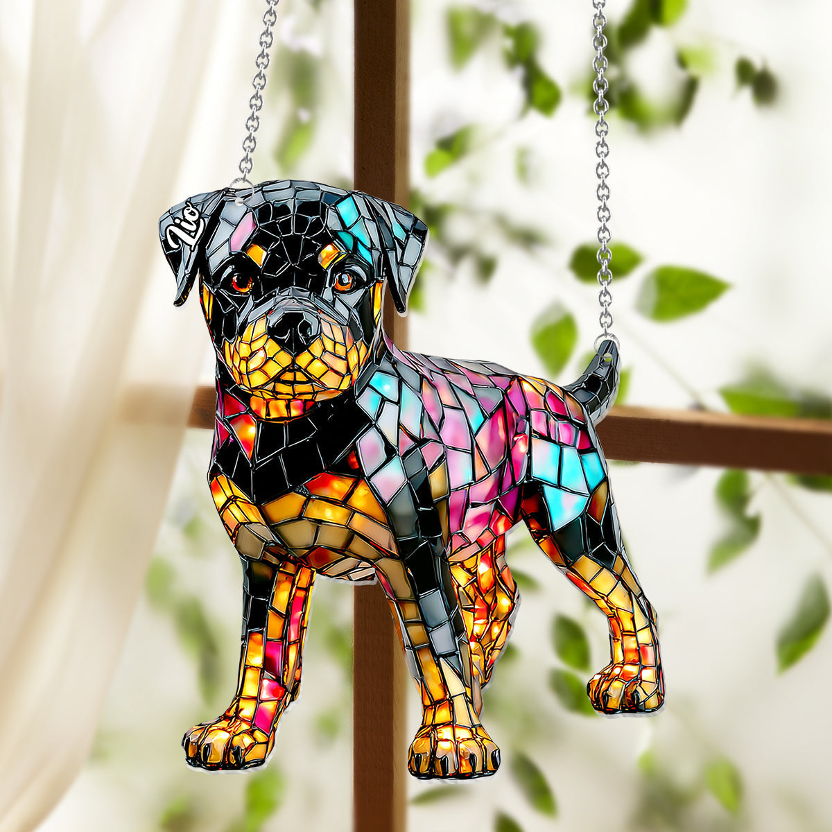I Love My Dog - Personalized Dog Window Hanging Suncatcher Ornament